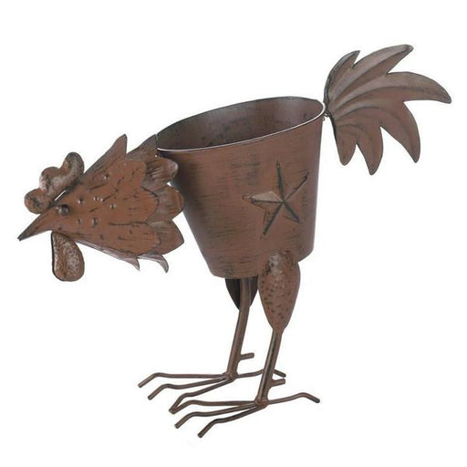 Metal Rooster Planter Sculpture - Giftscircle