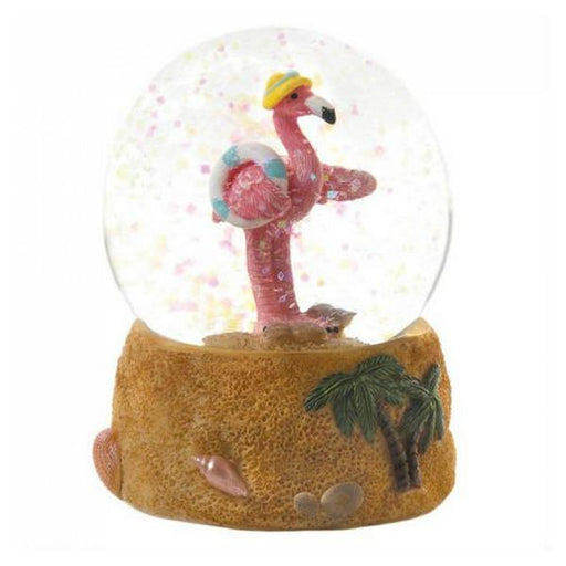 Mini Snow Globe - Flamingo with Sun Hat - Giftscircle