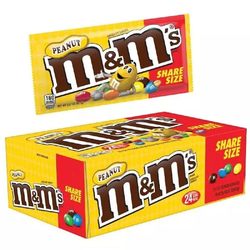 M&M's Peanut Sharing Size Candies 24 Count Display - Giftscircle