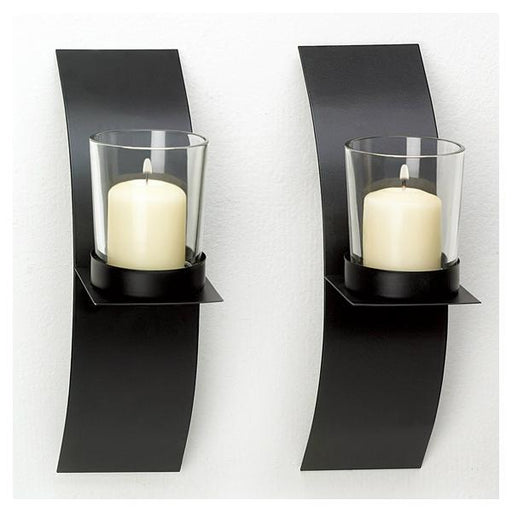 Modern Matte Black Wall Candle Holder Pair - Giftscircle