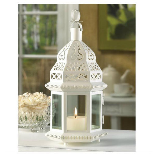 Moroccan White Candle Lantern - 13 inches - Giftscircle