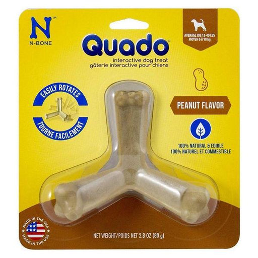 N-Bone Quado Interactive Dog Treat - Peanut Flavor - Average Joe - 1 Pack - Dogs 13-40 lbs - (4.5" Diameter) - Giftscircle