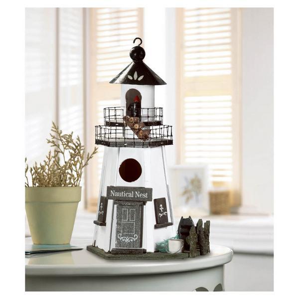 Nautical Nest Wood Lighthouse Bird House - Giftscircle