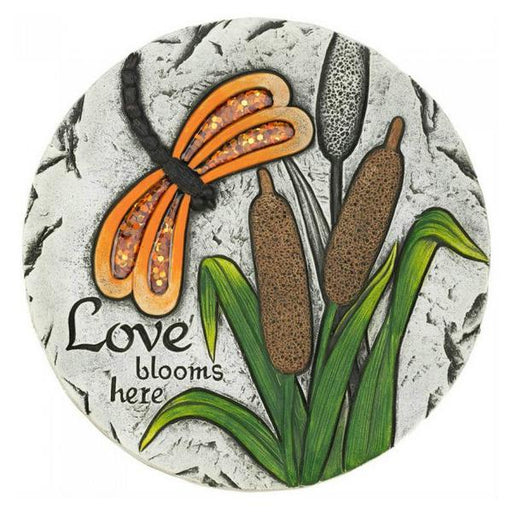 Orange Dragonfly Love Blooms Here Cement Garden Stepping Stone - Giftscircle