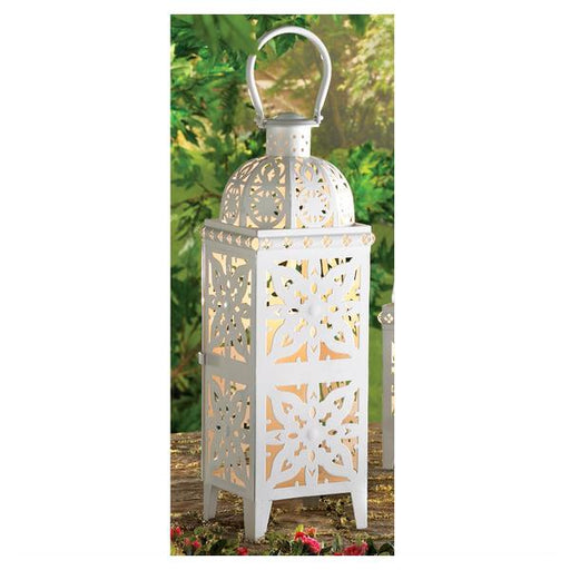 Ornate White Cutout Candle Lantern - 25 inches - Giftscircle