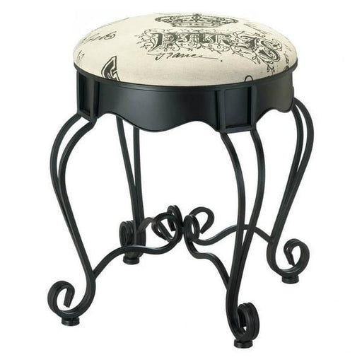Paris Cushioned Stool with Black Frame - Giftscircle
