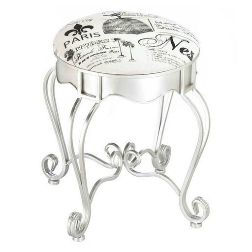 Paris Cushioned Stool with Silver Frame - Giftscircle