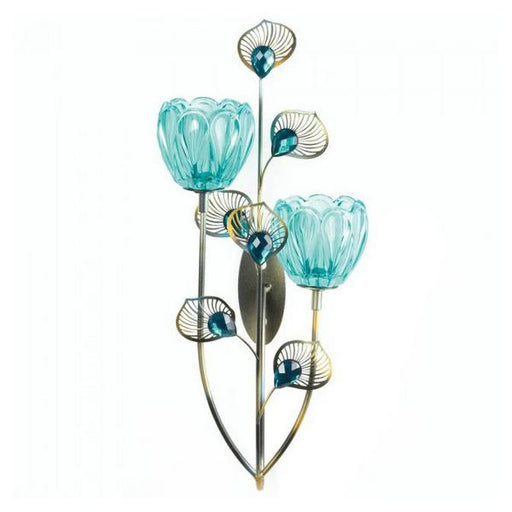 Peacock Bloom Candle Sconce - Double - Giftscircle