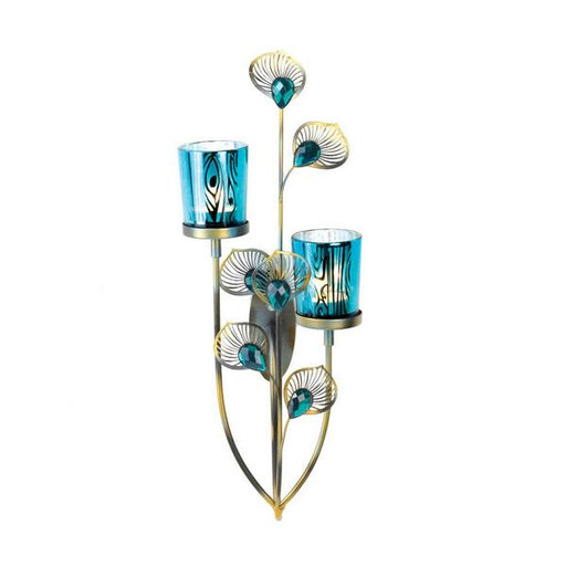 Peacock Feathers Candle Wall Sconce - Giftscircle