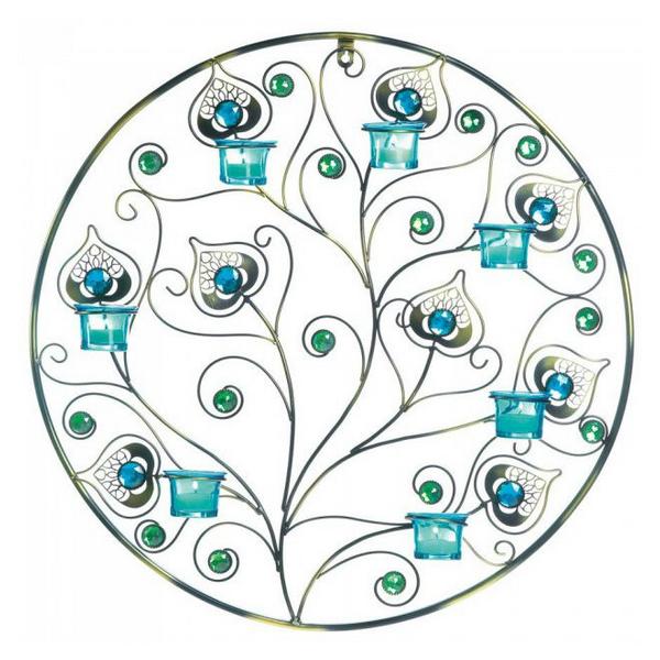 Peacock-Inspired Circular Wall Sconce - Giftscircle