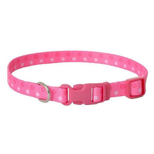 Pet Attire Styles Polka Dot Pink Adjustable Dog Collar - 8"-12" Long x 3/8" Wide - Giftscircle