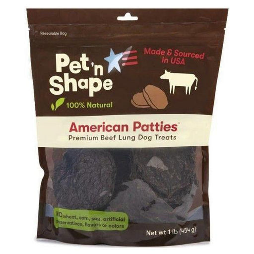 Pet 'n Shape Natural American Patties Beef Lung Dog Treats - 1 lb - Giftscircle