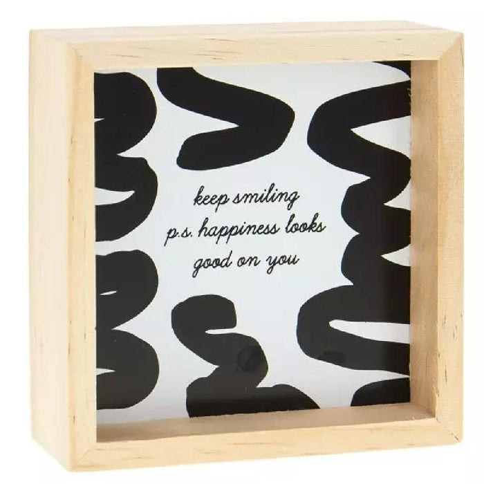 Pine Wood Box Sign - Happiness Looks Good on You - Giftscircle