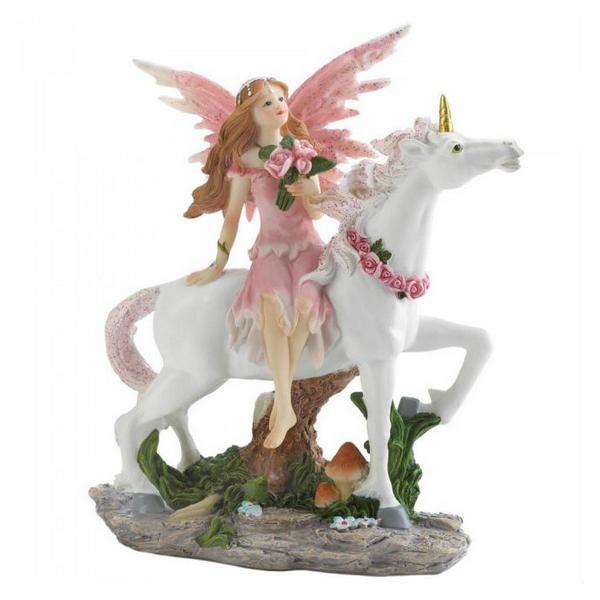 Pink Fairy with Roses and Unicorn Figurine - Giftscircle