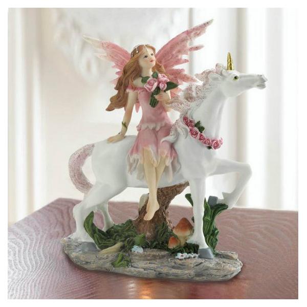 Pink Fairy with Roses and Unicorn Figurine - Giftscircle