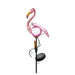 Pink Flamingo Glass Solar Garden Stake with Cattail - Giftscircle