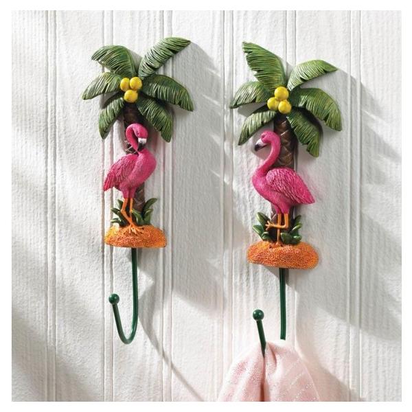 Pink Flamingo Tropical Wall Hook Set - Giftscircle