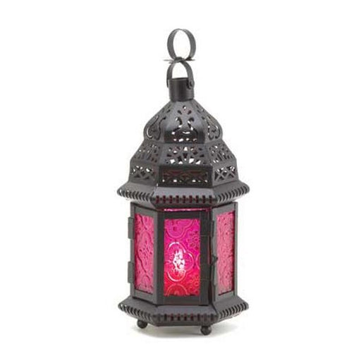 Pink Pressed Glass Candle Lantern - 10 inches - Giftscircle