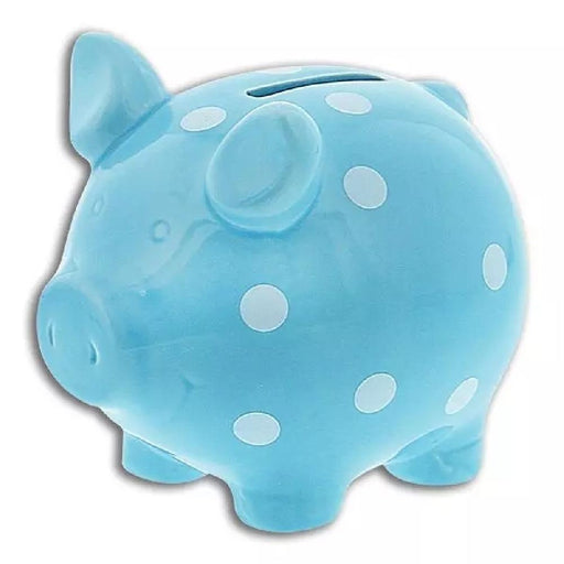 Polka Dot Ceramic Piggy Bank - Blue - Giftscircle