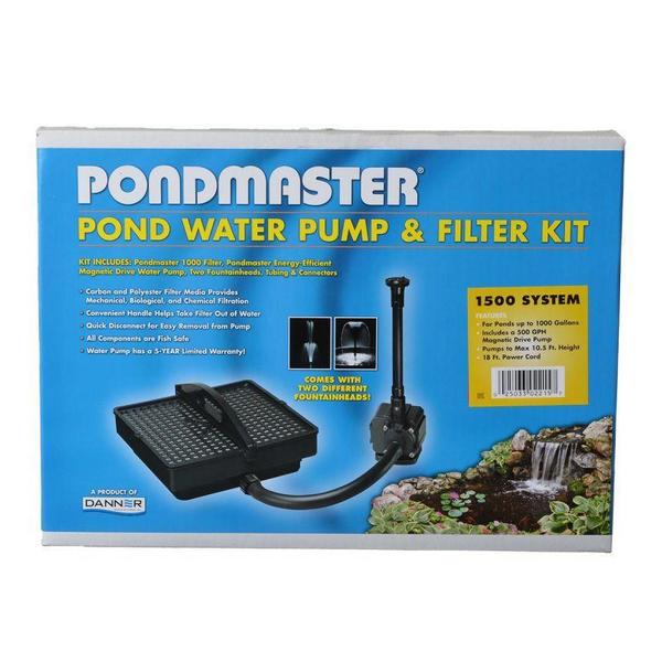 Pondmaster Garden Pond Filter System Kit - Model 1500 - 500 GPH (Up to 1,000 Gallons) - Giftscircle