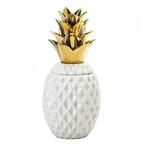 Porcelain Pineapple Jar with Gold Leaves - Giftscircle