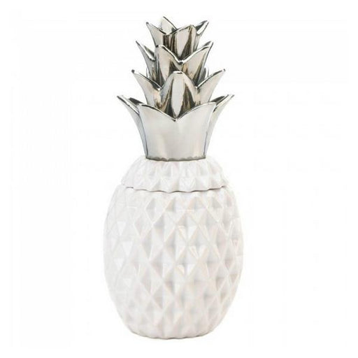Porcelain Pineapple Jar with Silver Leaves - Giftscircle