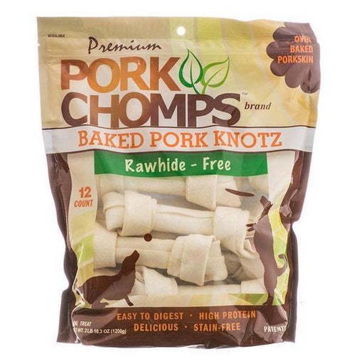 Pork Chomps Premium Pork Knotz - Baked - 12 Count - (6"-7" Chews) - Giftscircle