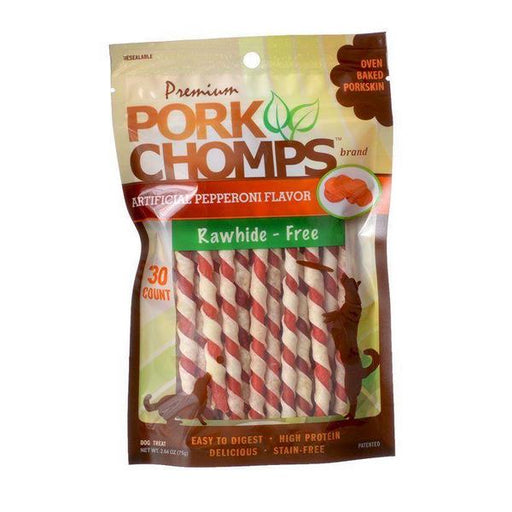 Pork Chomps Twistz Pork Chews - Pepperoni Flavor - Mini Twists - 30 Count - Giftscircle