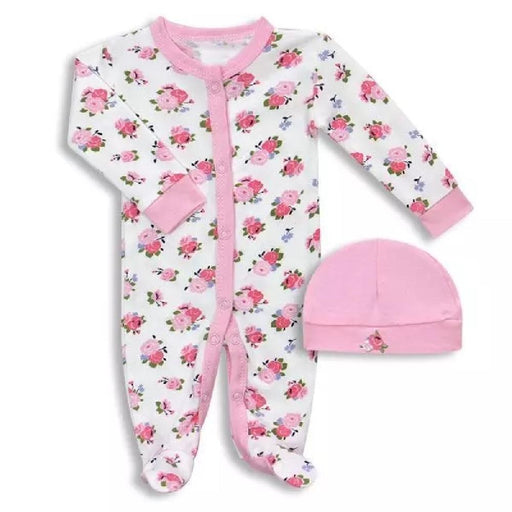 Preemie Sleep 'N' Play and Hat Set - Pink Floral - Giftscircle