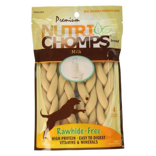 Premium Nutri Chomps Milk Flavor Braid Dog Chews - Small - 4 count - Giftscircle