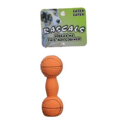Rascals Latex Basketball Dumbbell Dog Toy - 4" Long - Giftscircle