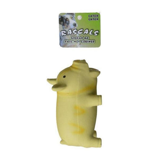 Rascals Latex Grunting Pig Dog Toy - Yellow - 6.25" Long - Giftscircle