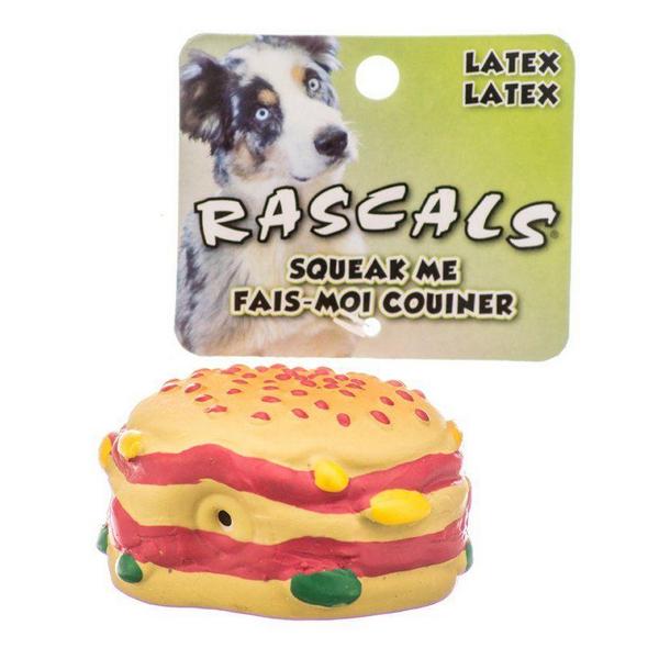 Rascals Latex Hamburger Dog Toy - 2.5" Diameter - Giftscircle