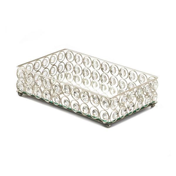 Rectangular Crystal Bling Tray with Mirror Base - Giftscircle