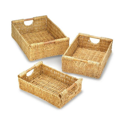 Rectangular Woven Straw Nesting Basket Set - Giftscircle