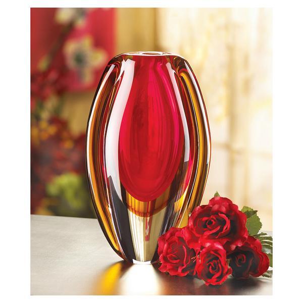 Red and Gold Sunfire Glass Vase - Giftscircle