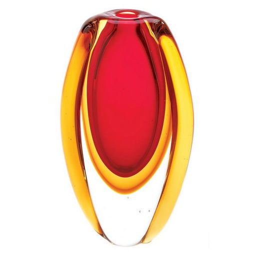 Red and Gold Sunfire Glass Vase - Giftscircle