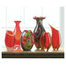 Red Art Glass Bottleneck Vase with Clear Base - Giftscircle