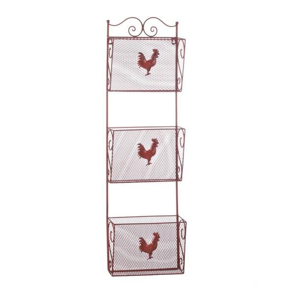 Red Rooster Triple Basket Metal Kitchen Organizer - Giftscircle