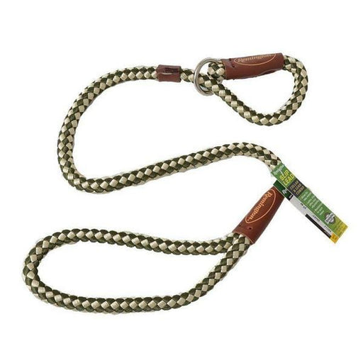 Remington Braided Rope Slip Lead Leash - Green & White - 3' Lead - Giftscircle