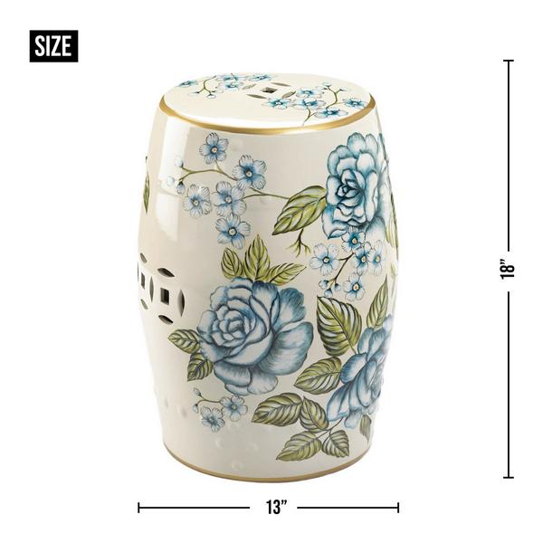 Romantic Floral Decorative Ceramic Stool - Giftscircle
