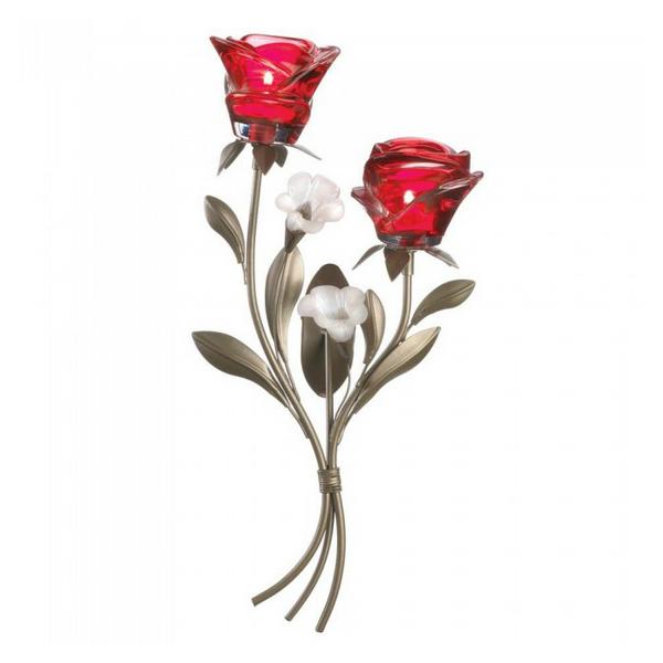 Romantic Red Rose Wall Sconce - Double - Giftscircle