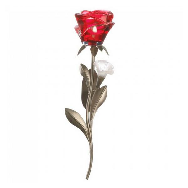 Romantic Red Rose Wall Sconce - Single - Giftscircle