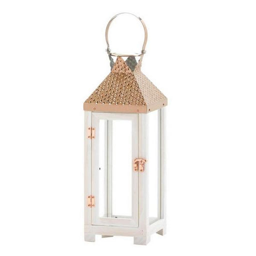 Rose Gold Hammered Top Candle Lantern - 18.5 inches - Giftscircle