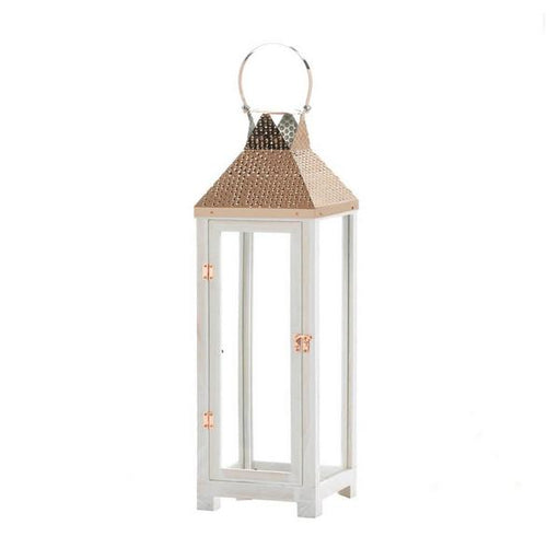 Rose Gold Hammered Top Candle Lantern - 27 inches - Giftscircle