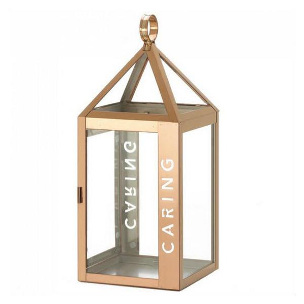 Rose Gold Stainless Steel Caring Lantern - 14 inches - Giftscircle