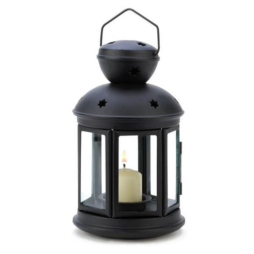 Round Black Star Cut-Out Candle Lantern - 9.5 inches - Giftscircle