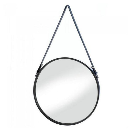 Round Hanging Wall Mirror with Faux Leather Strap - Giftscircle