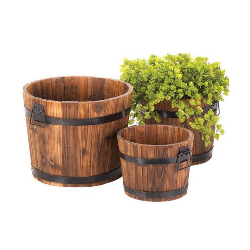 Rustic Barrel Planter Set - Giftscircle