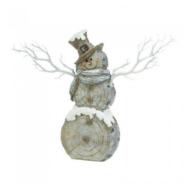 Rustic Birch Tree Snowman Figurine with Twig Lights - Giftscircle